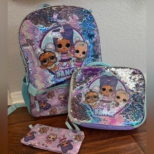 LOL Dolls Sequined Backpack and Lunchbox